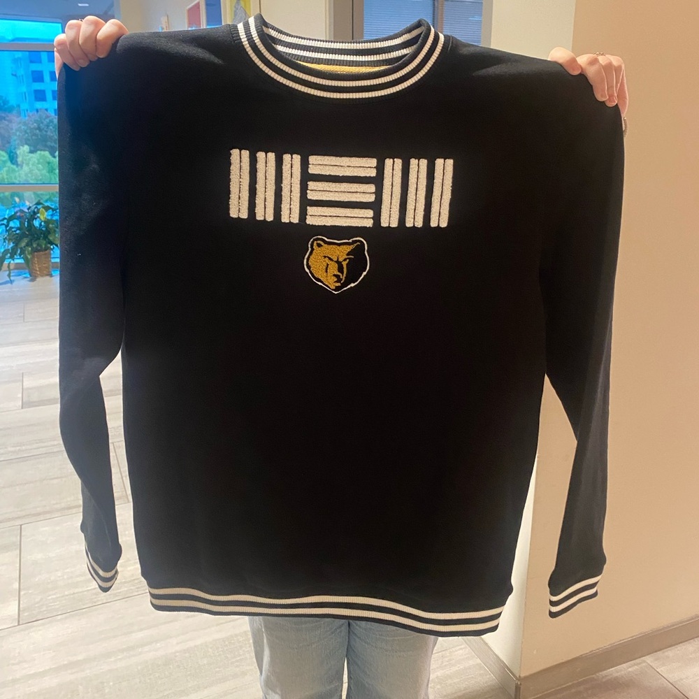 Memphis Grizzlies NBA club level crew neck MEM Sweatshirt Logo Black NWT XL